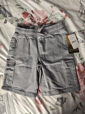 Original Weatherproof Vintage Kids Light Gray Cargo Drawstring Shorts